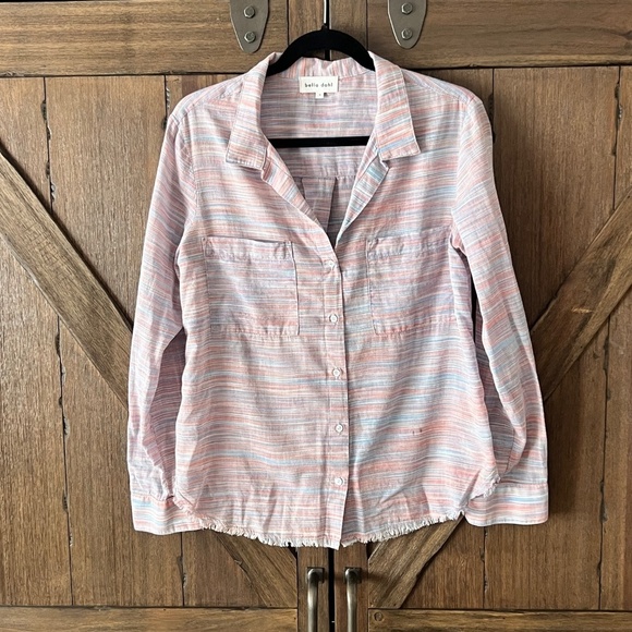 Bella Dahl Long Sleeve Button Down 100% Cotton Striped Blouse Size Small - Picture 2 of 6